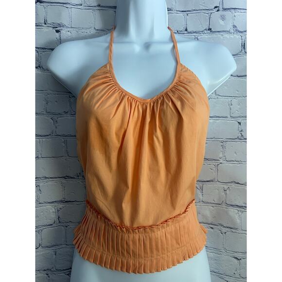 New Ramy Brook Charlie Pleated Halter Summer Top, Peach, Size Small - Picture 9 of 10